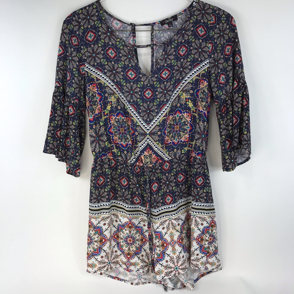BeBop Womens One Piece Shorts Jumpsuit Boho XL Mul